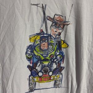 Uniqlo UT Pixar Buzz and Woody Sketch Cotton T-Shirt Size: S